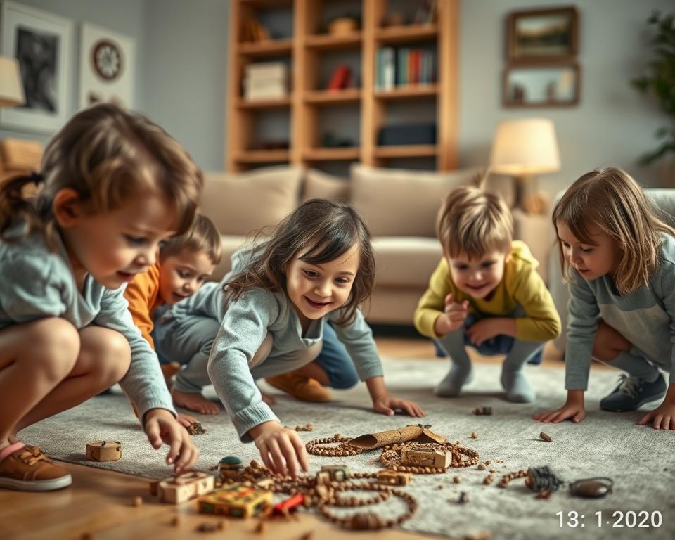 Kinder bei Schnitzeljagd zu Hause
