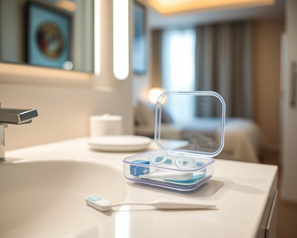 Unsichtbare Zahnschiene Hygiene auf Reisen